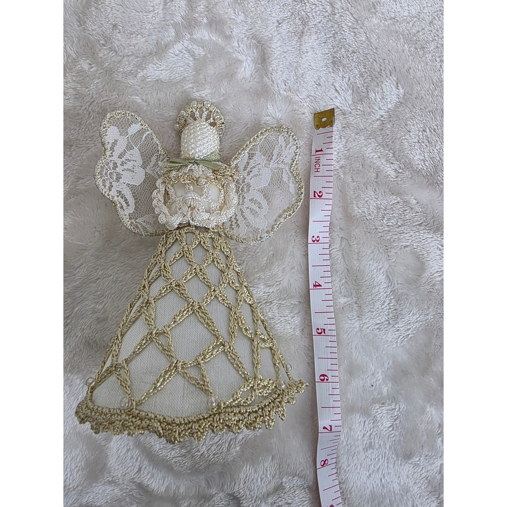 Vintage crochet Lace Angel Christmas Tree Topper Figurine Decoration - Picture 7 of 7